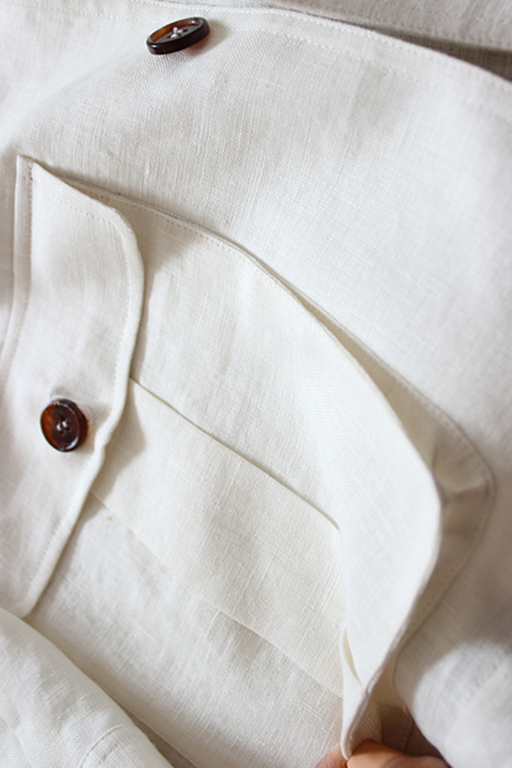 Safari Jacket desestruturado, com ajuste interno 100% linho - Branco LINEN