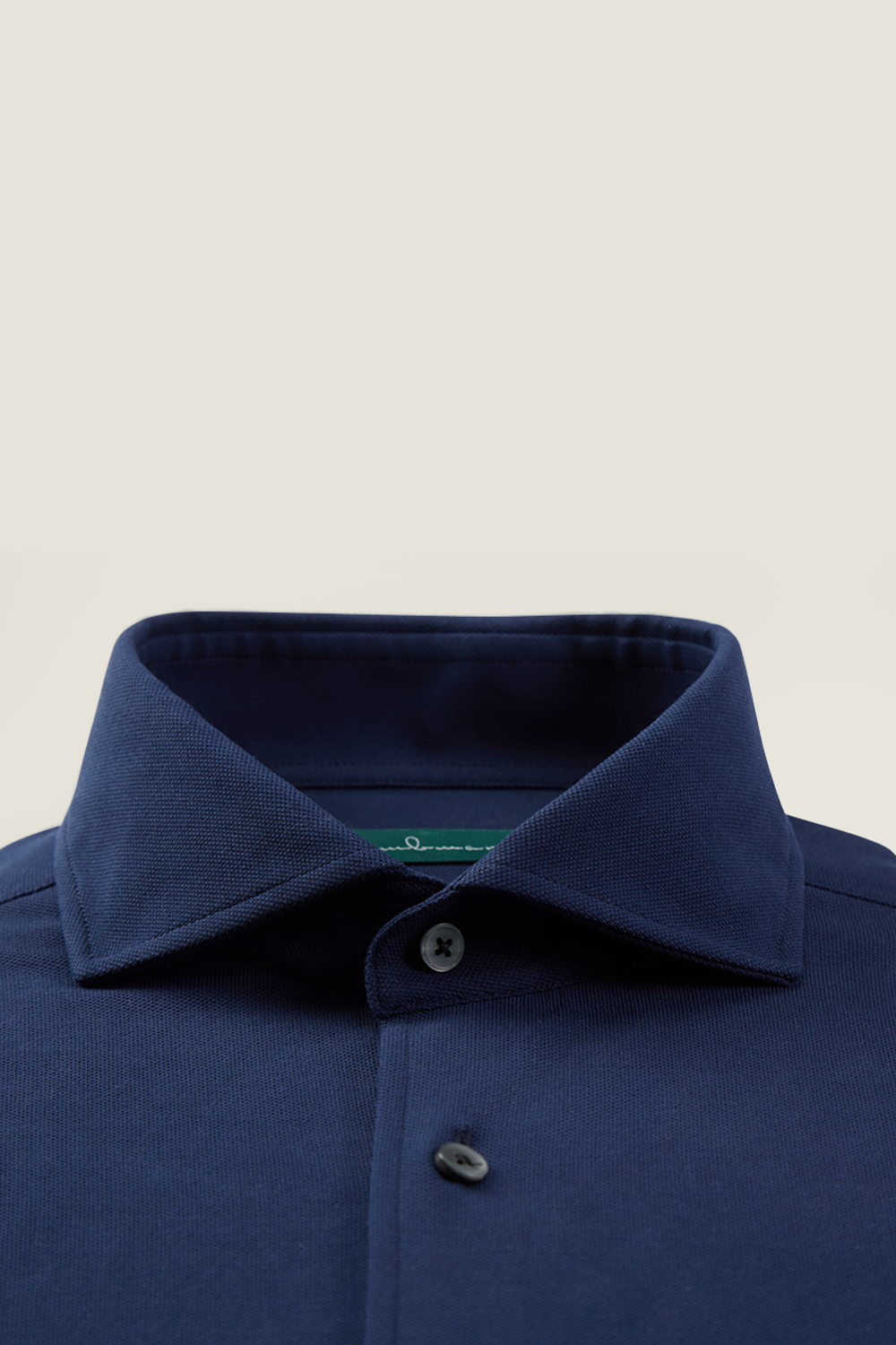 Camisa de manga comprida com colarinho windsor, com elastano - Azul marinho