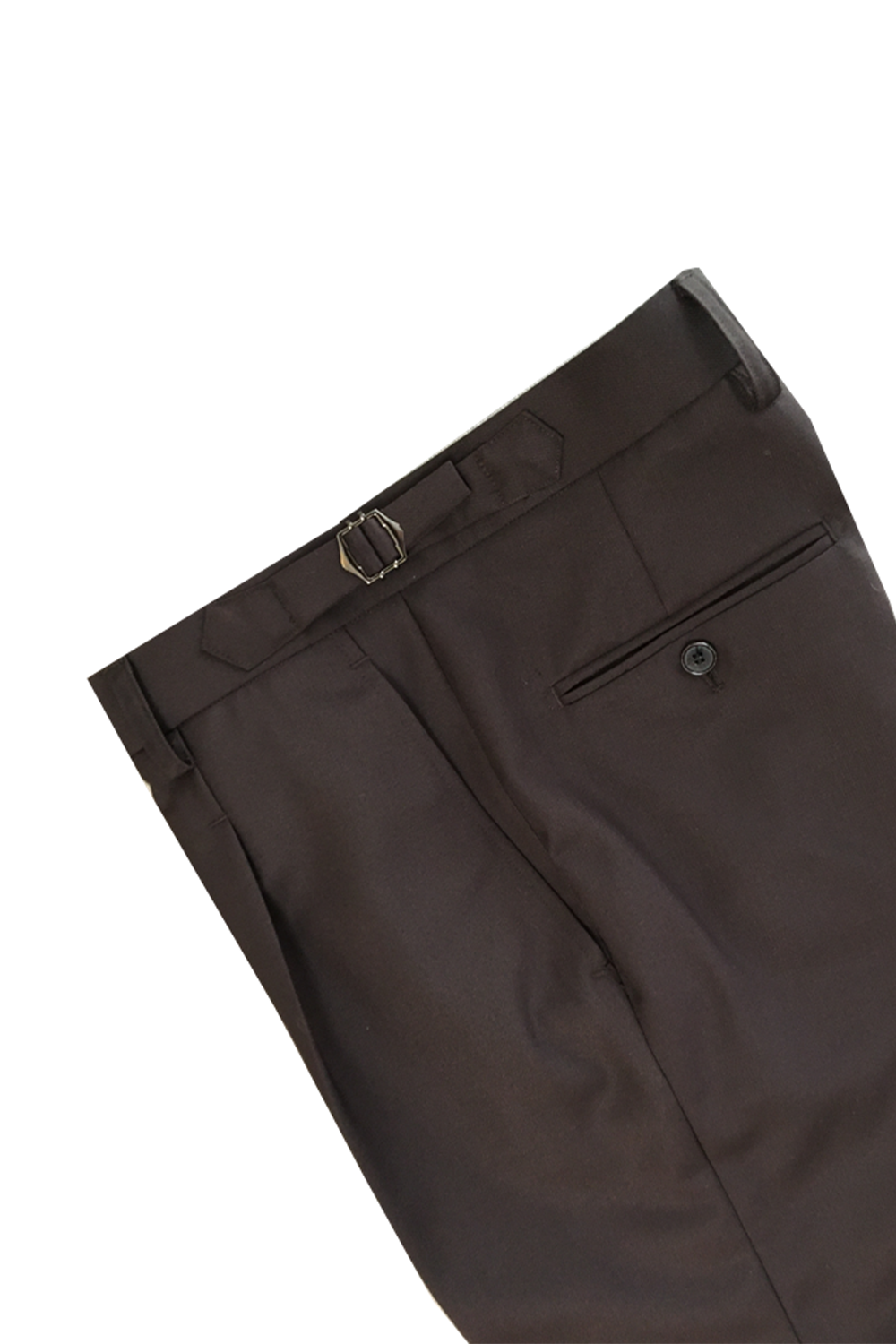 Calça em lã merino, super 100's 18.75 micron, com ajustadores laterais e passantes - Brit Marrom