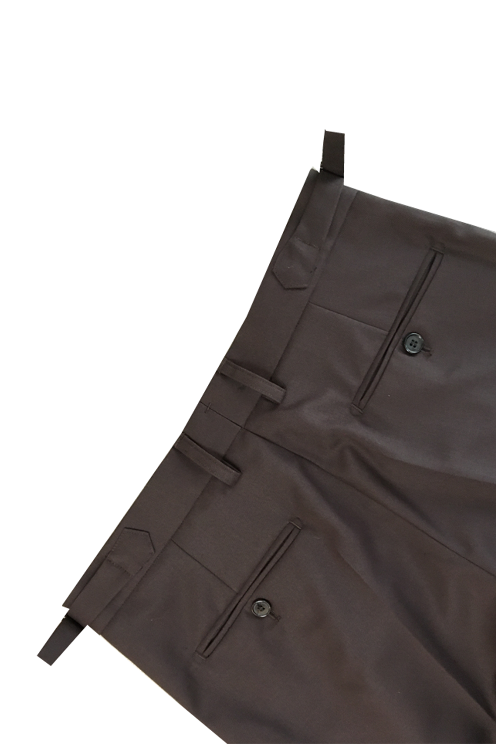 Calça em lã merino, super 100's 18.75 micron, com ajustadores laterais e passantes - Brit Marrom