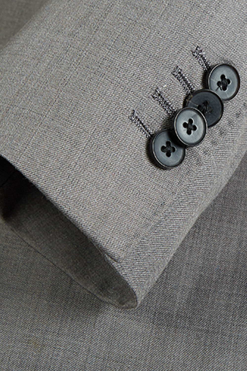 Costume single breasted em poliviscose, com lapela notched média - Cinza
