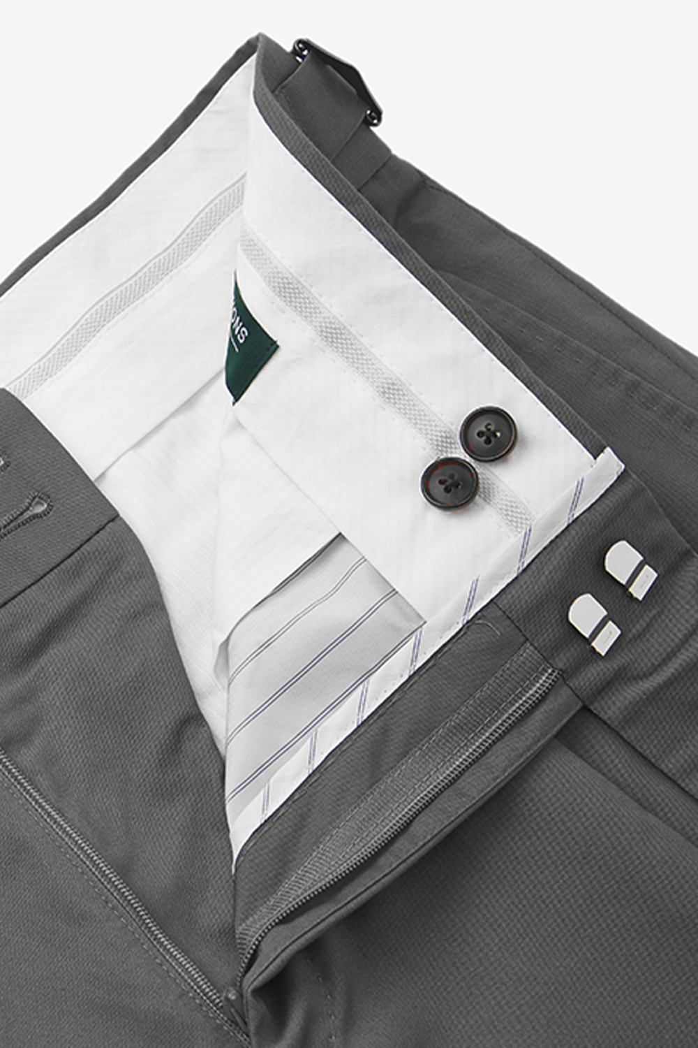 Calça de modelagem italiana, com ajustadores laterais 100% algodão - Cotone Cinza