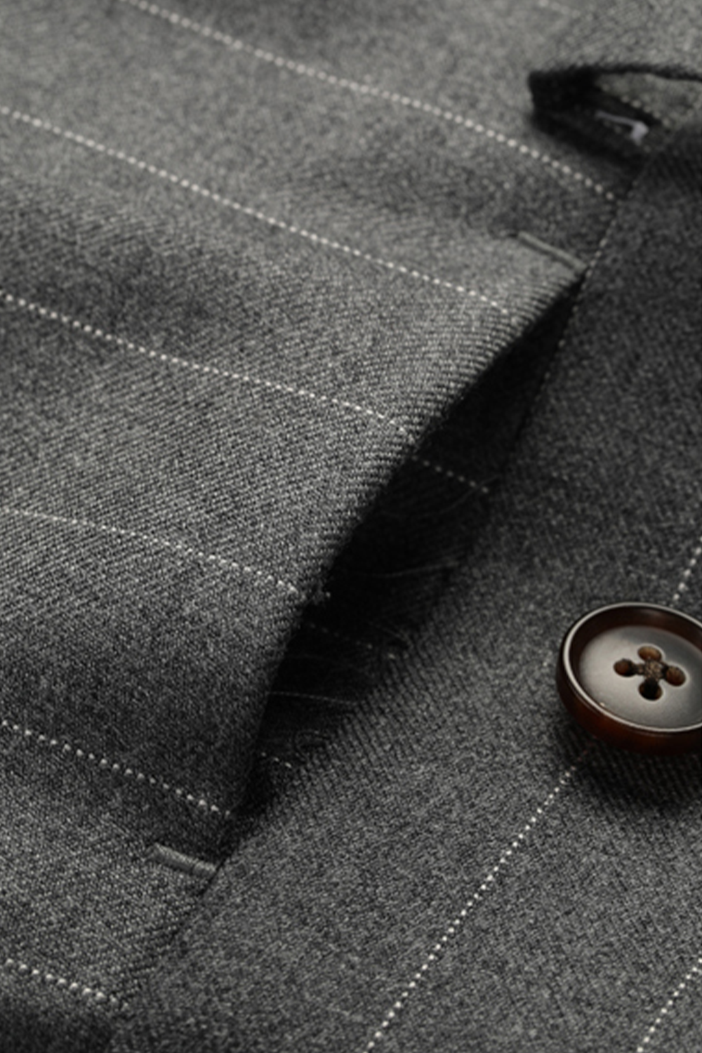 Lanifício Vitale Barberis Canonico - Costume double breasted 6x2, half canvas, lapela peak, em lã merino super 110 18.25 µ - Cinza risca de giz (VBC)
