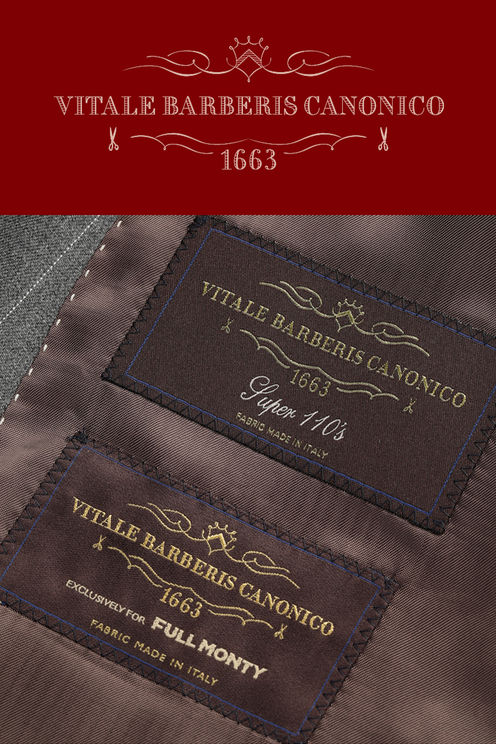 Lanifício Vitale Barberis Canonico - Costume double breasted 6x2, half canvas, lapela peak, em lã merino super 110 18.25 µ - Cinza risca de giz (VBC)