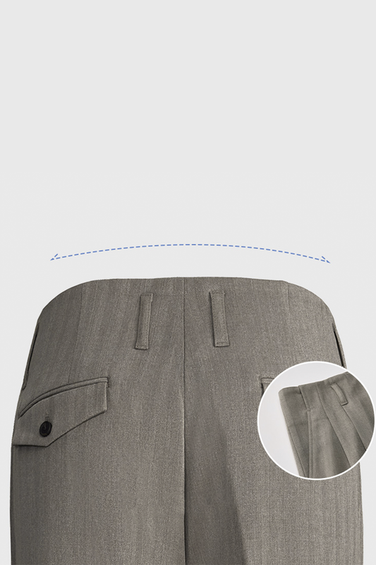 Calça cós de Hollywood, cintura e cós alto, com passantes para cinto - Cinza