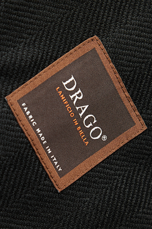 Lanifício Drago in Biella - Blazer single breasted, em lã merino penteada super 130'S, 17.20 micron, com lapela notched - Preto