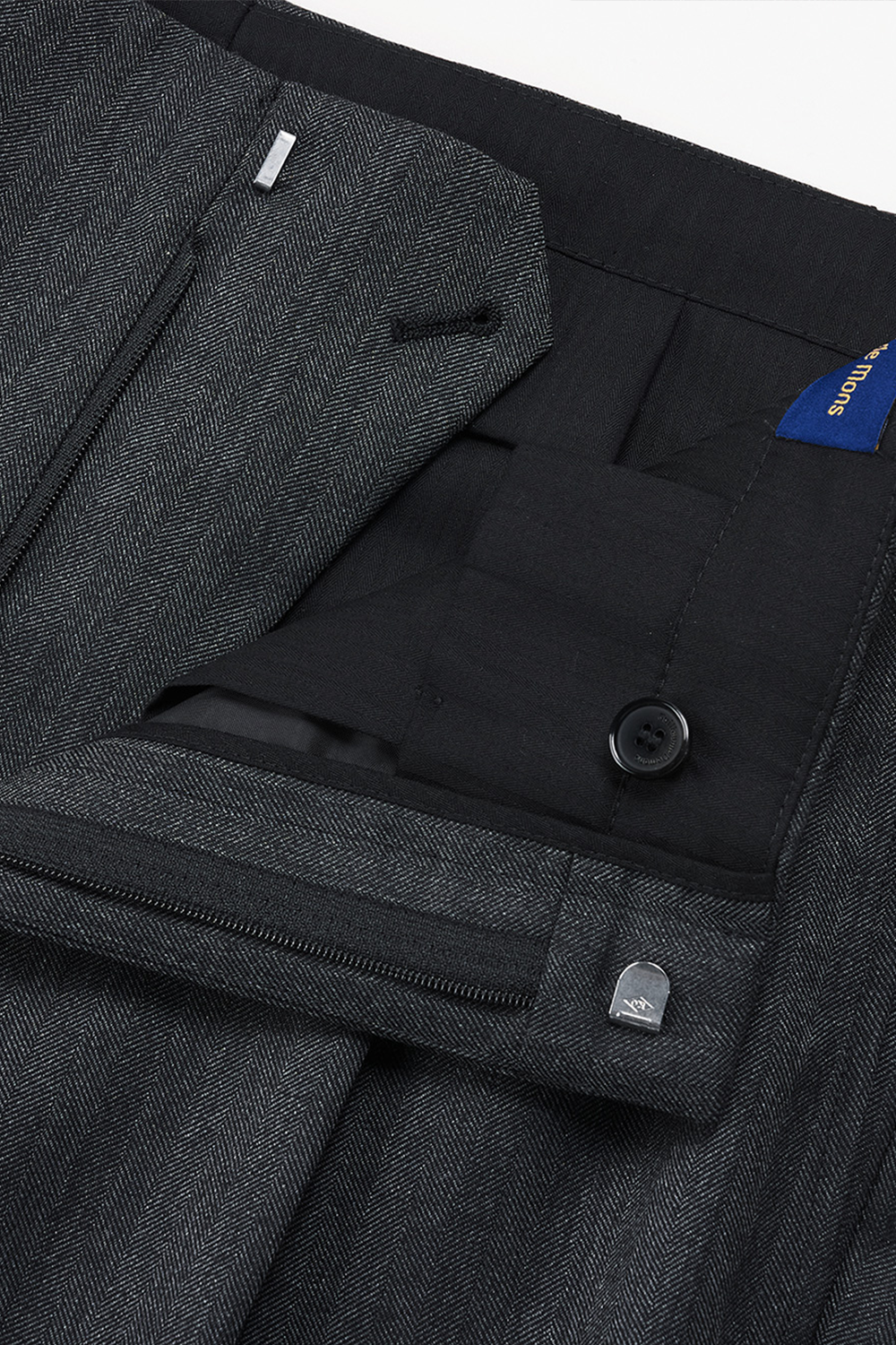 Lanifício Vitale Barberis Canonico - Calça cós de Hollywood, em lã merino 110'S, 18.25 µ, cintura alta, com ajustadores laterais - Cinza