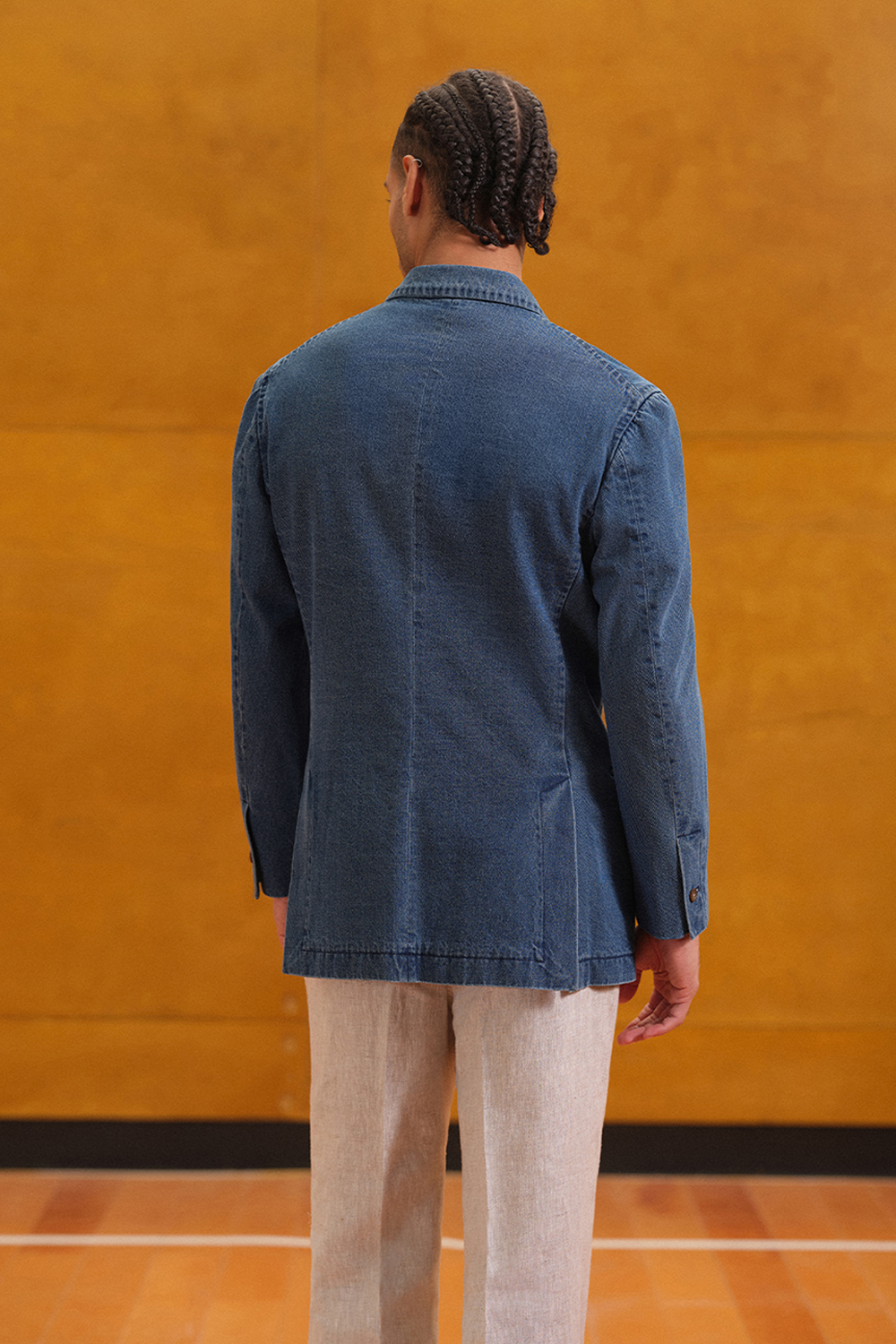 Blazer double breasted 6x2, desestruturado com lapela peak, 100% algodão - JEANS ACT