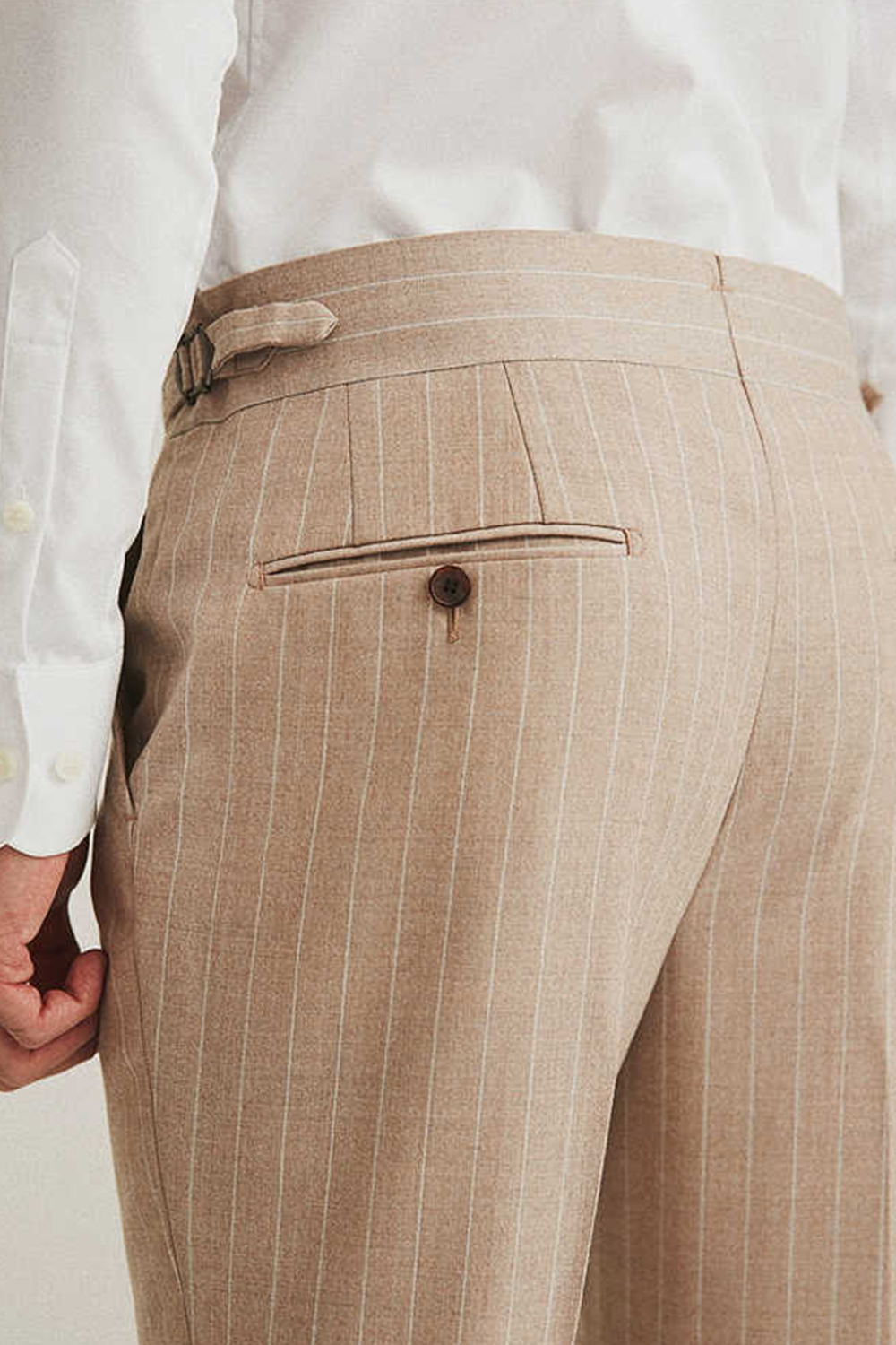 Calça de modelagem italiana, em lã merino, 110's 18.25 micron - Khaki Padronagem