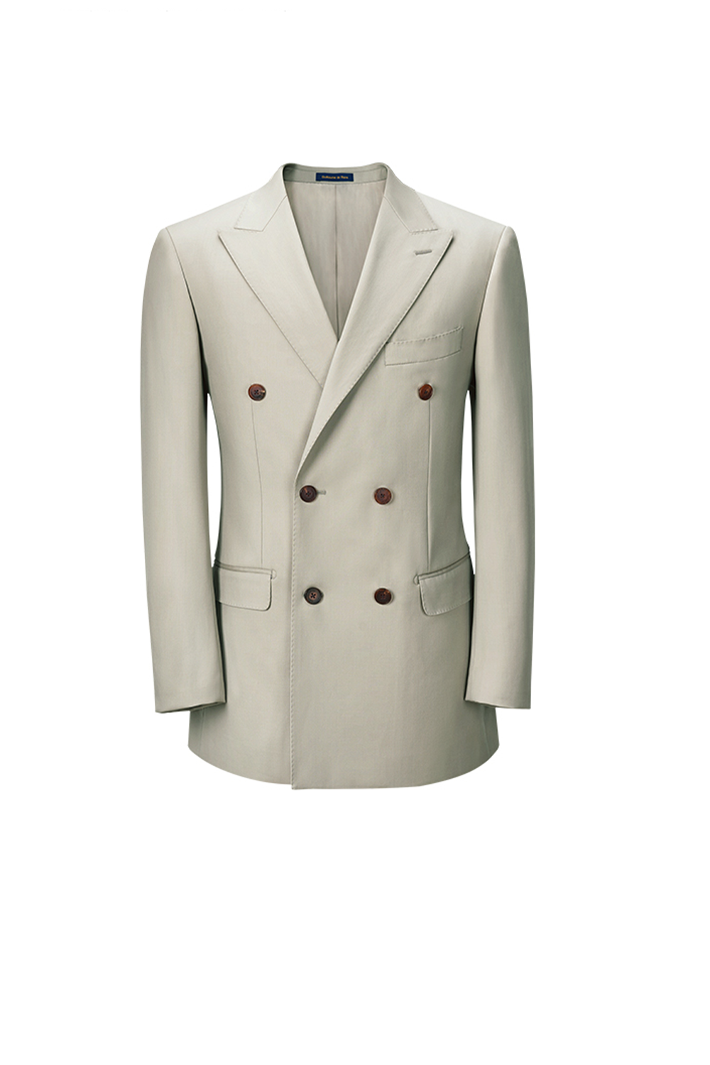 Lanifício Vitale Barberis Canonico - Costume double breasted 6x2, half canvas, lapela peak, em lã merino super 110 18.25 µ - Pérola