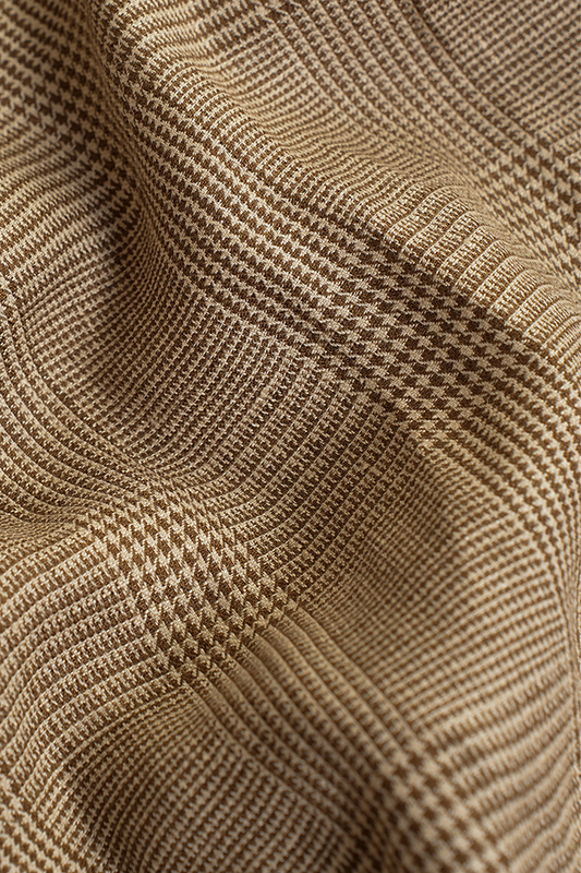 Calça de cintura alta, com pregas duplas, 100% french linho, Khaki Príncipe de Galês - ACT