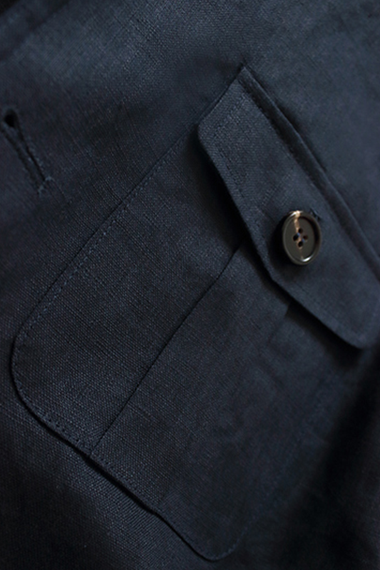 Safari Jacket desestruturado, com ajuste interno 100% linho - Azul marinho LINEN