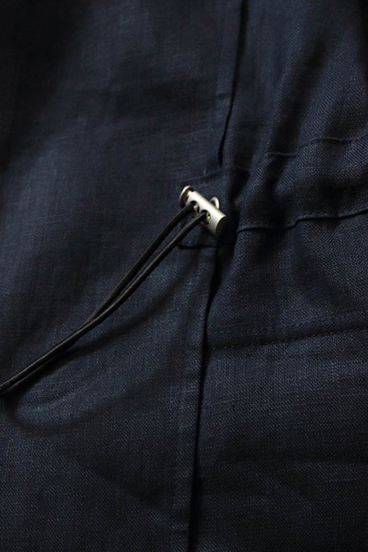 Safari Jacket desestruturado, com ajuste interno 100% linho - Azul marinho