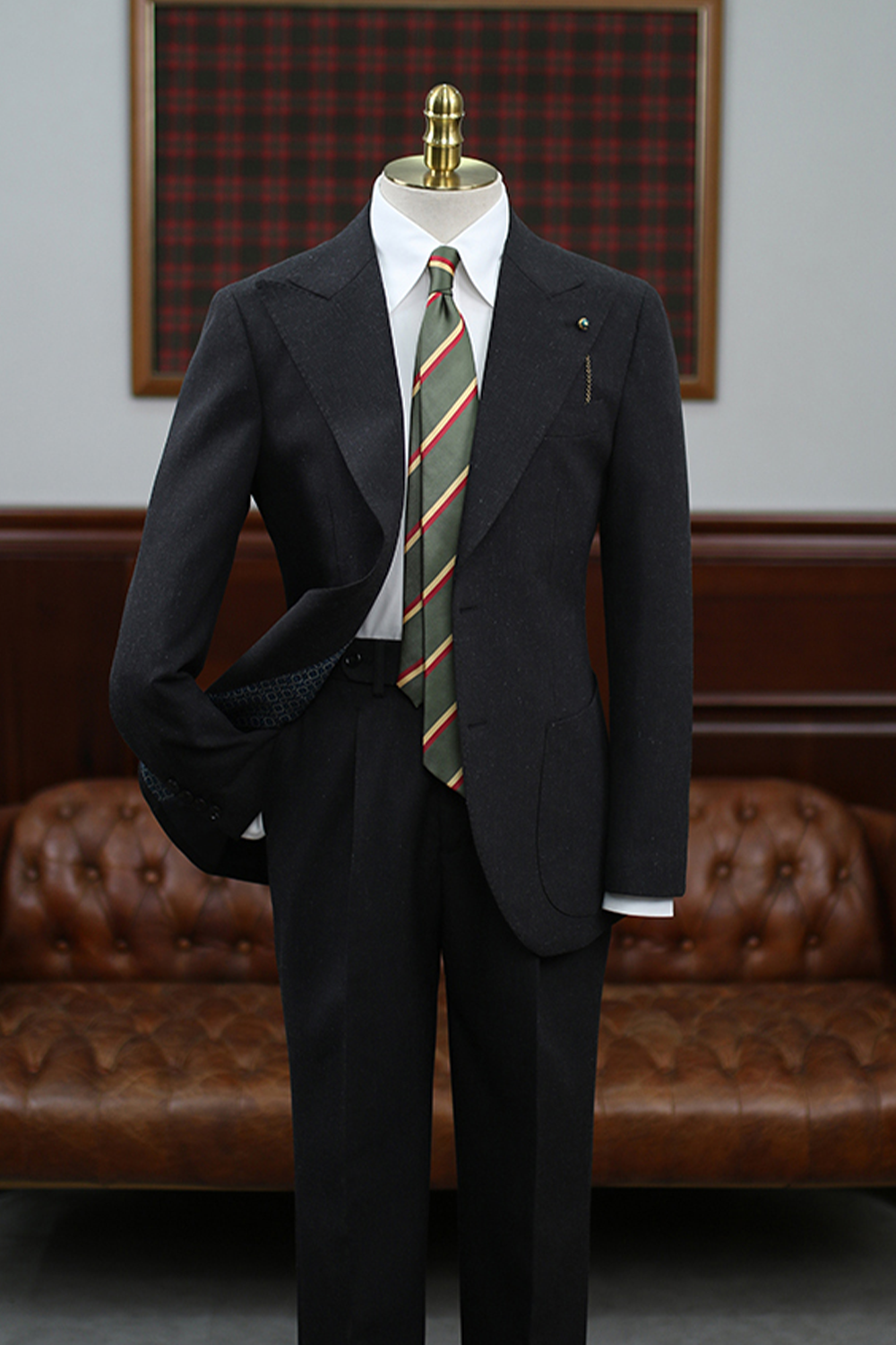 Blazer, tramado com linho, single breasted com lapela peak - Preto esfumaçado HNR