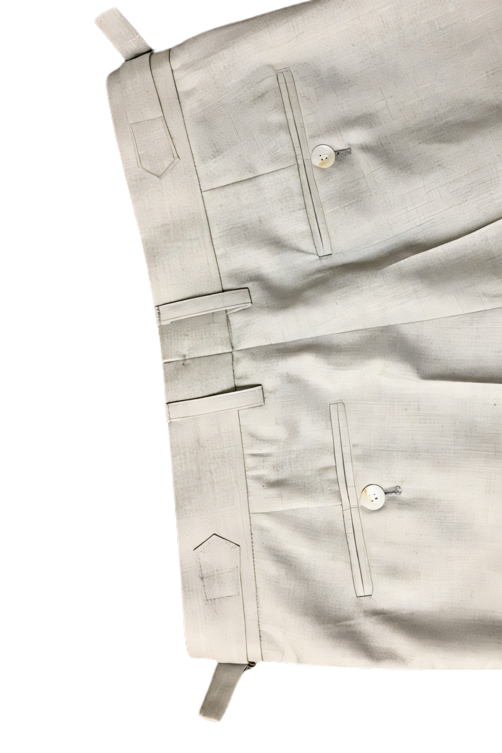 Calça em viscolinho, cintura alta, com ajustadores laterais e passantes - Brit Off-White