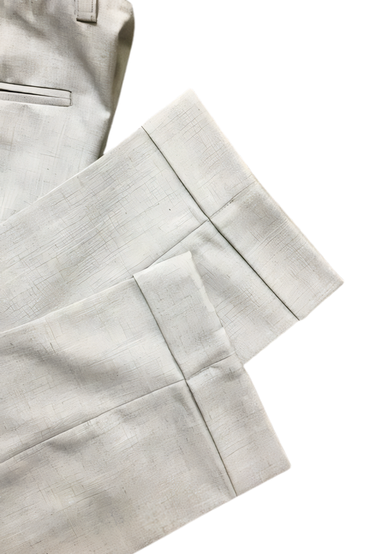 Calça em viscolinho, cintura alta, com ajustadores laterais e passantes - Brit Off-White