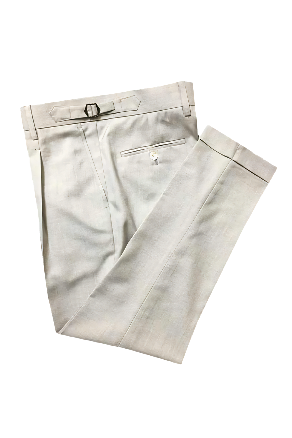 Calça em viscolinho, cintura alta, com ajustadores laterais e passantes - Brit Off-White