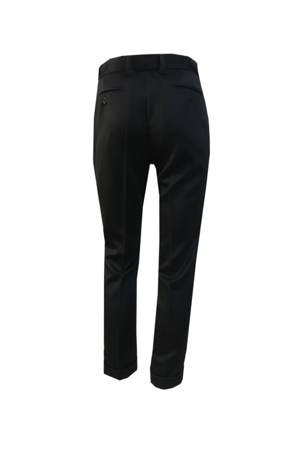 Calça em lã merino, super 100's 18.75 micron de textura flanelada, com ajustadores laterais e passantes - Brit Preta