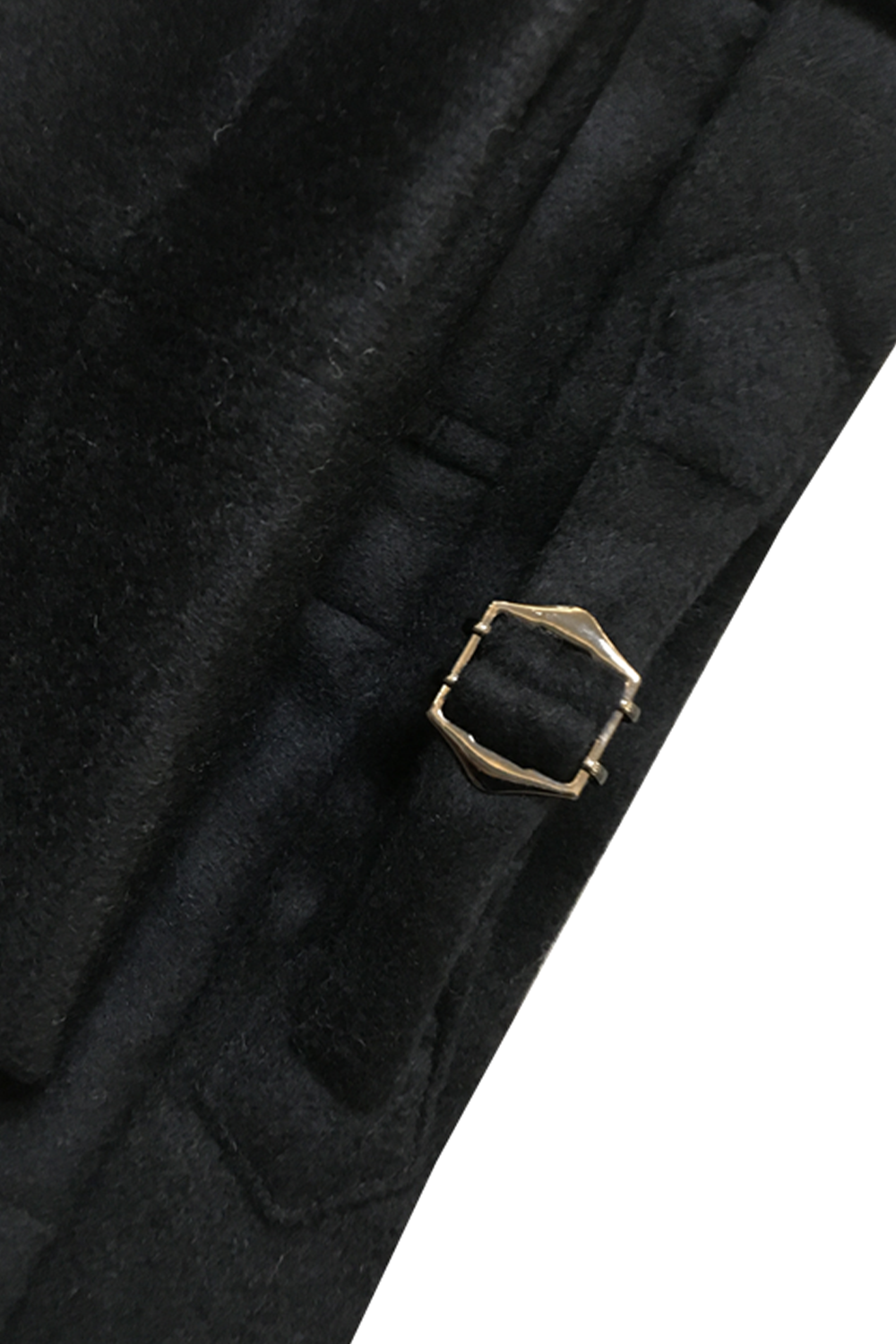 Calça em lã merino, super 100's 18.75 micron de textura flanelada, com ajustadores laterais e passantes - Brit Preta