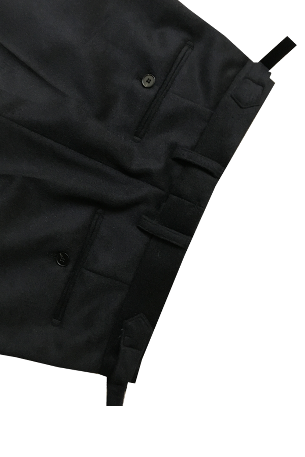 Calça em lã merino, super 100's 18.75 micron de textura flanelada, com ajustadores laterais e passantes - Brit Preta