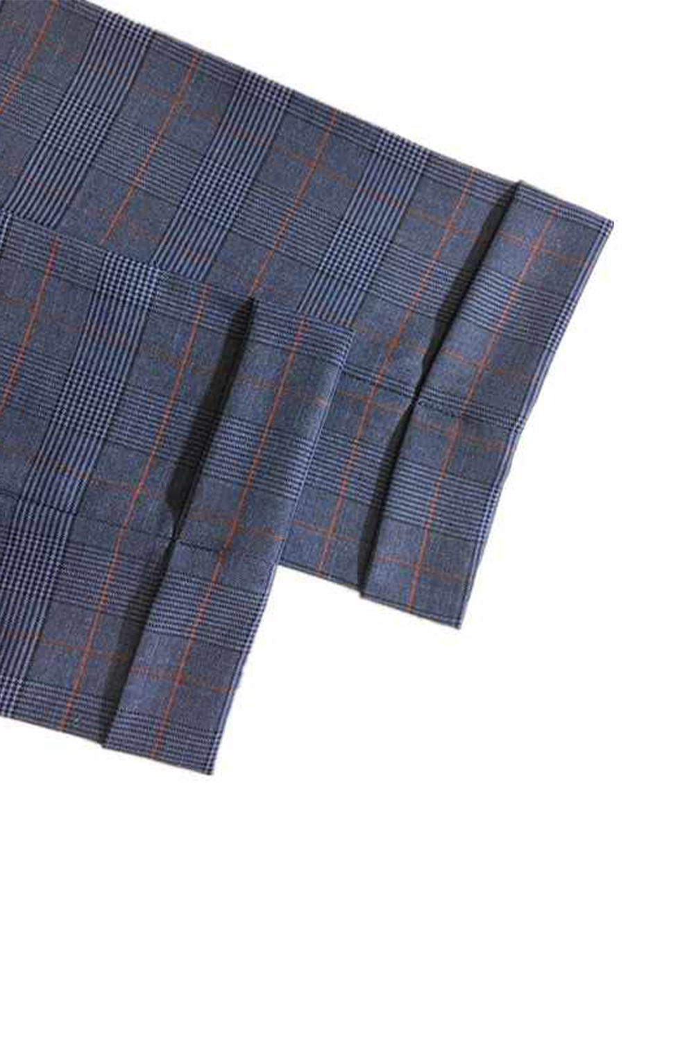 Calça em modelagem italiana, cintura alta, com ajustadores laterais e passantes - Brit Azul príncipe de galês