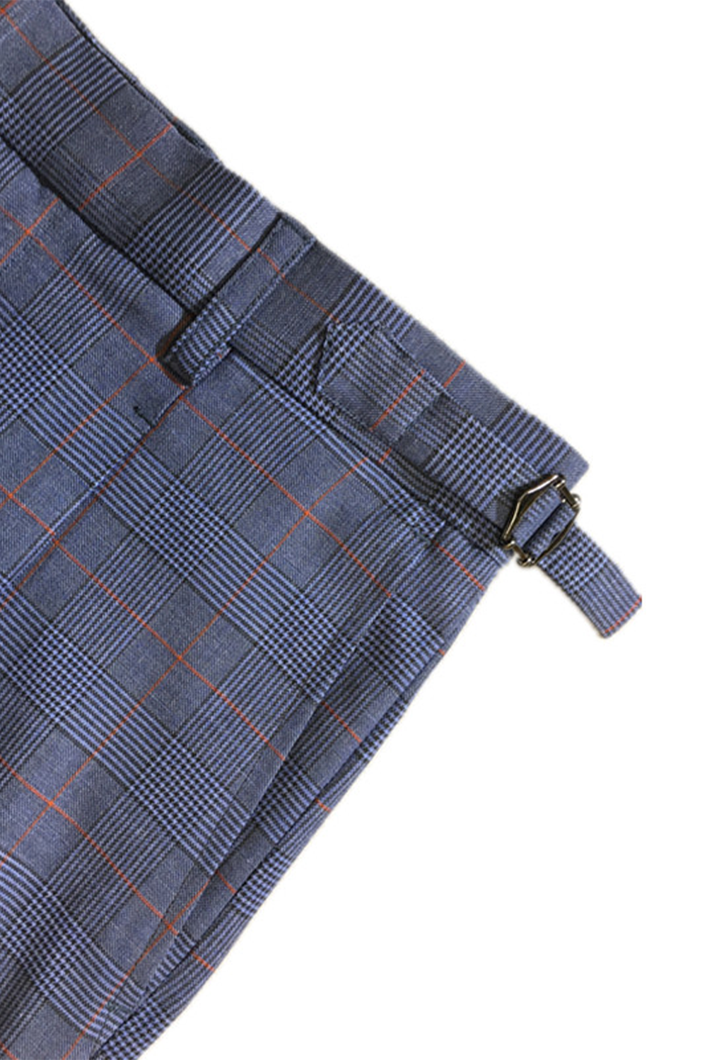 Calça em modelagem italiana, cintura alta, com ajustadores laterais e passantes - Brit Azul príncipe de galês