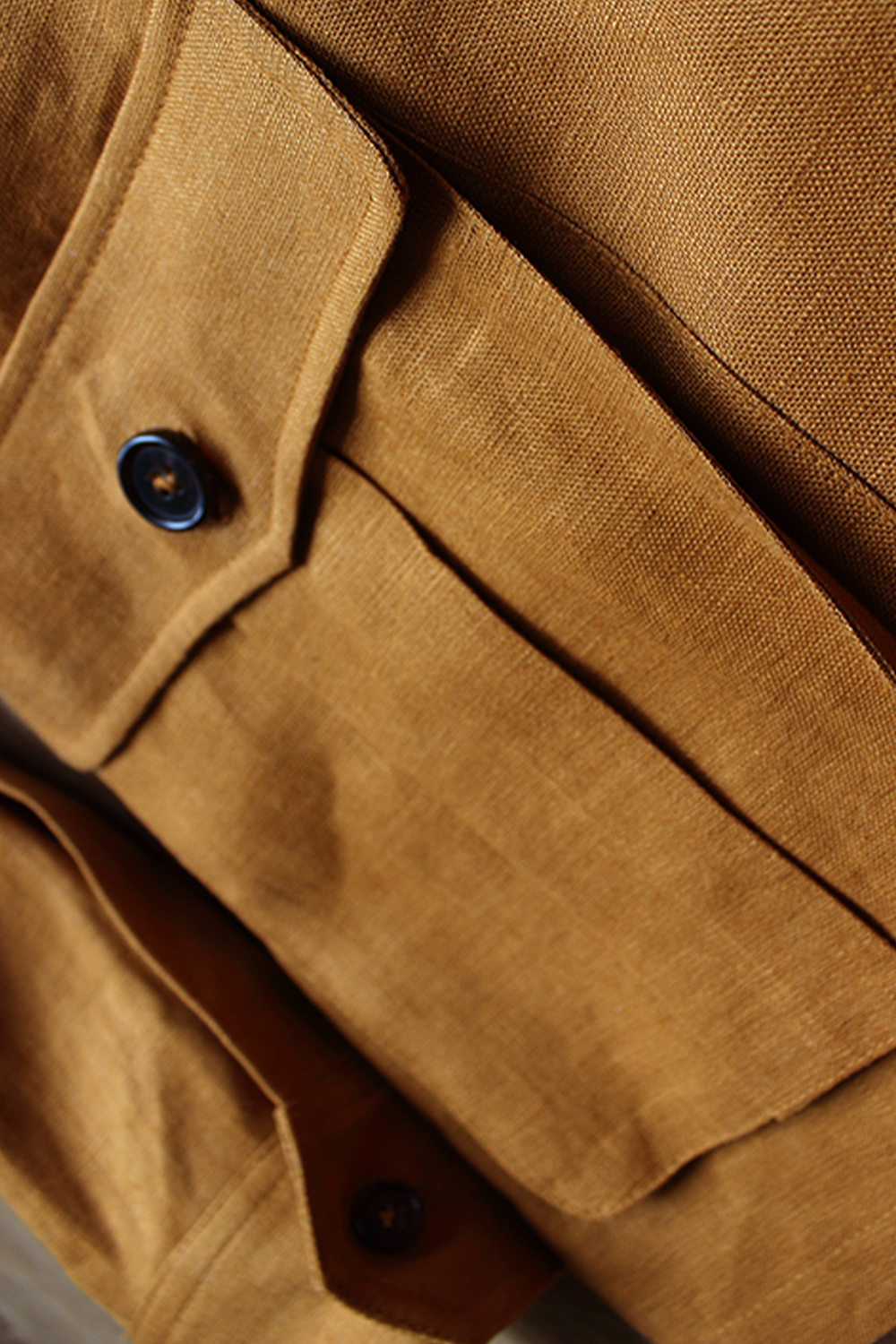 Safari Jacket desestruturado, com ajuste interno 100% linho - Tabaco