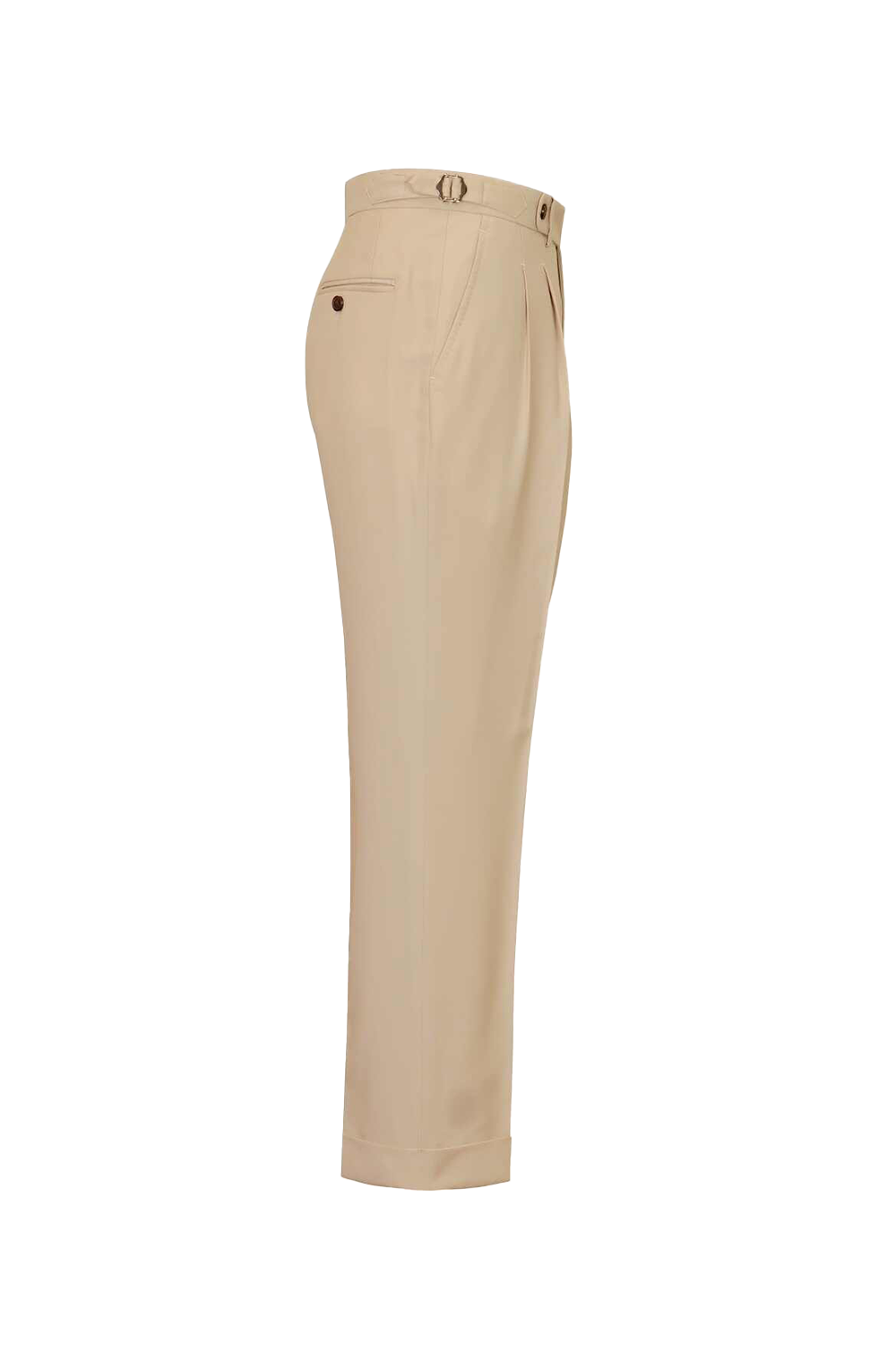 Lanifício T.Ingeniator - Calça em lã merino super 120's, 17.75µ, com ajuste lateral - Khaki