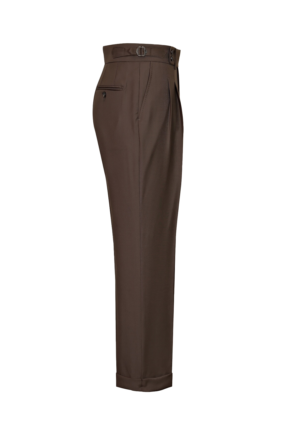T.Ingeniator - Calça em lã merino super 120's, 17.75µ, com ajuste lateral - Marrom