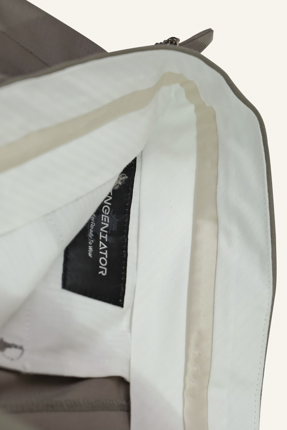 Lanifício T.Ingeniator - Calça em lã merino super 120's, 17.75µ, com ajuste lateral - Cinza esverdeado