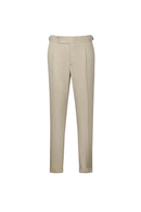 Calça em modelagem italiana, cintura alta, com ajustadores laterais - Khaki Areia ANS