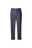 Calça em modelagem italiana jeans de algodão, cintura alta, com ajustadores laterais - Jeans - ANS