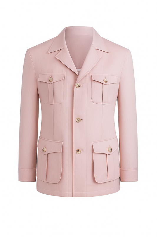 Safari Jacket desestruturado, tencel e linho - Rosa