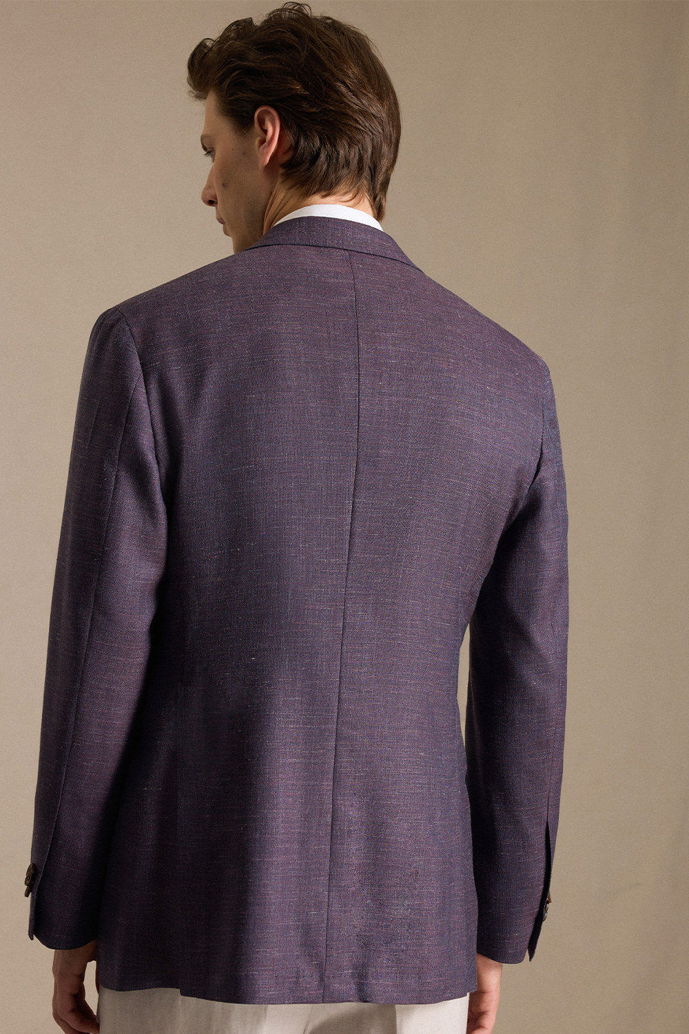 SILKORA TEXTILE - Blazer half canvas, single breasted, half-lined com lapela notched, lã, seda de tussah e linho - Lilás CULTUM