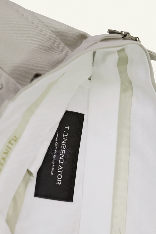 Lanifício T.Ingeniator - Calça em lã merino super 120's, 17.75µ, com ajuste lateral - Off-White