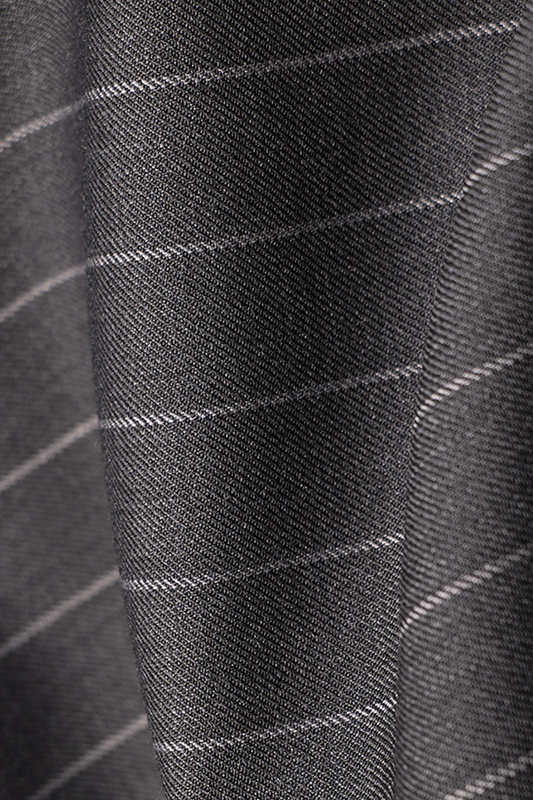 Calça de cintura alta, com pregas duplas, 100% lã merino, 110's 18.25 micron - Cinza risca de giz ACT GENTLE ARMOR