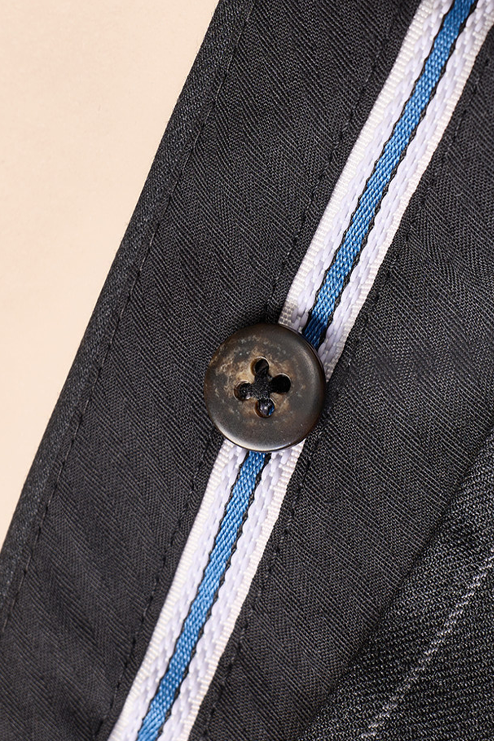 Calça de cintura alta, com pregas duplas, 100% lã merino, 110's 18.25 micron - Cinza risca de giz ACT GENTLE ARMOR