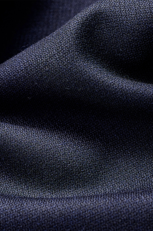 Calça de cintura alta, com pregas duplas, em lã 100's mista - Azul marinho ACT