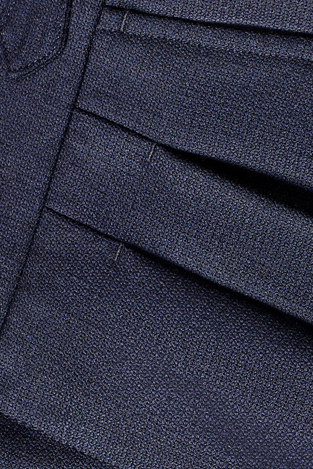 Calça de cintura alta, com pregas duplas, em lã 100's mista - Azul marinho ACT