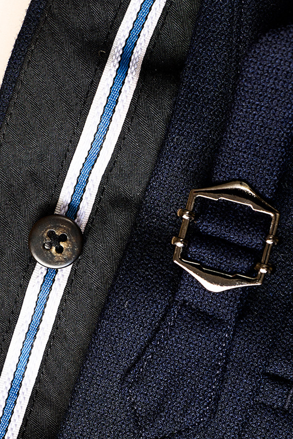 Calça de cintura alta, com pregas duplas, em lã 100's mista - Azul marinho ACT