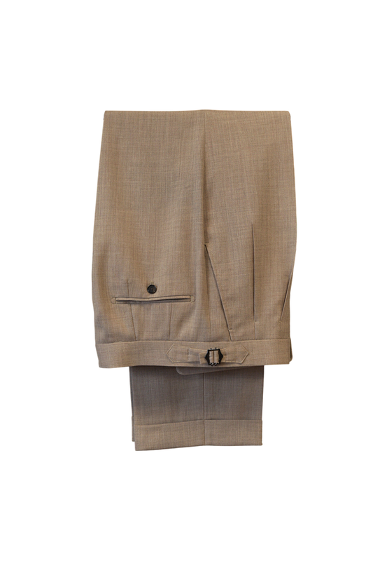 Ateliê Lynch - Calça em lã merino, super 110's 18.25 micron, com ajustadores laterais - Khaki palha