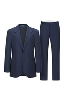 Costume single breasted half canvas, com lapela notched, 100% lã super 120'S com 17.75 µ - Azul marinho, anti rugas