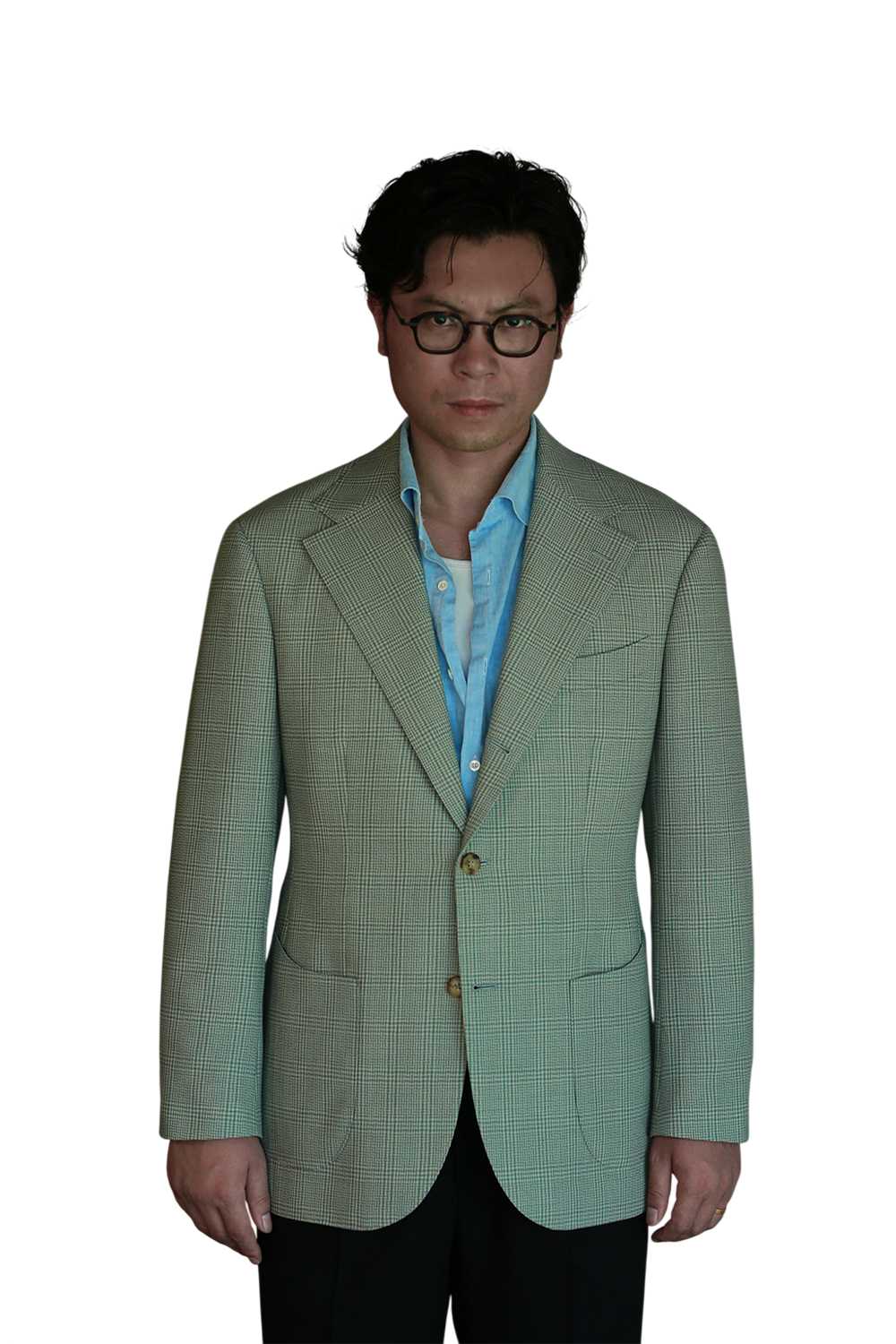 ATELIÊ MK MAN - Blazer half canvas, single breasted 3-roll-2, spalla camicia, em lã  super 120's, 17.75µ I 290 g - Príncipe de Gales Verde