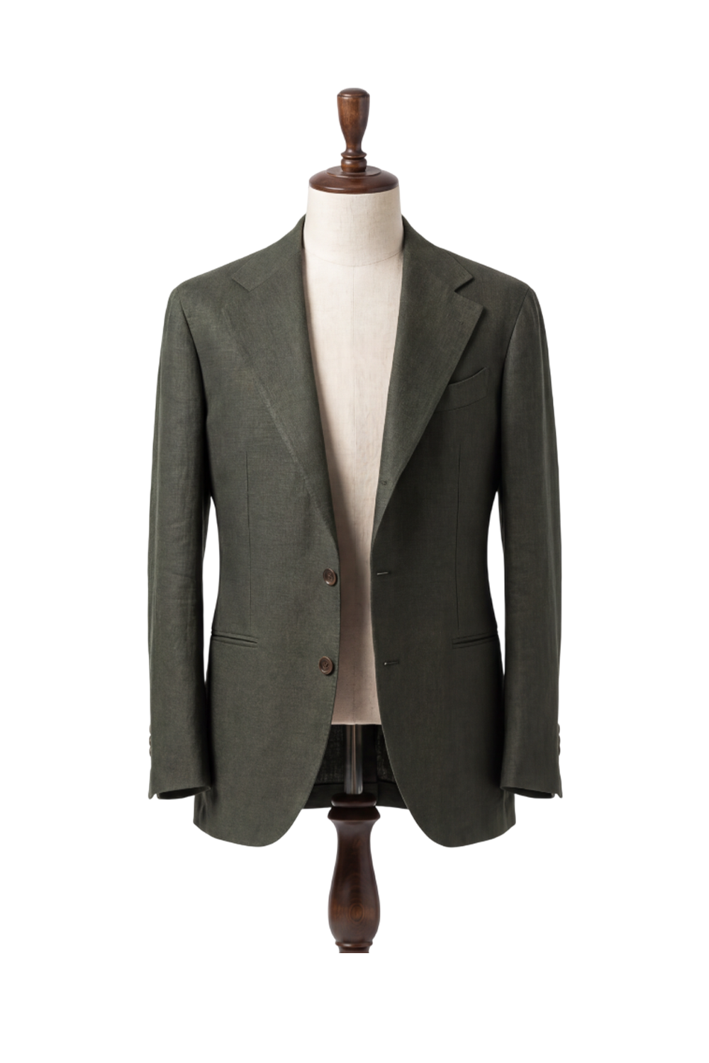 Blazer desestruturado single breasted em linho puro, com lapela notched e bolsos besom - Verde ACT