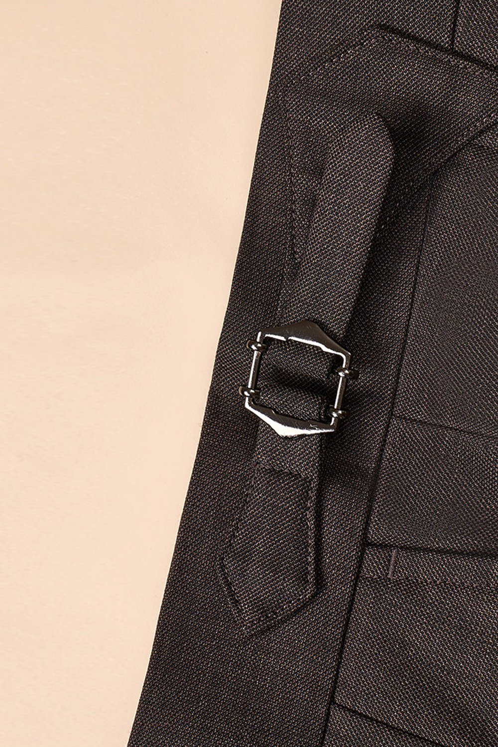 Calça de cintura alta, com pregas duplas, 100% lã merino, 110's 18.25 micron - Marrom ACT GENTLE ARMOR