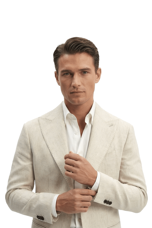 Blazer desestruturado single breasted, em viscolinho, lapela peak large - Trigo off white PPR