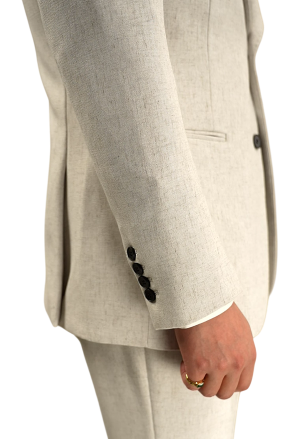 Blazer desestruturado single breasted, em viscolinho, lapela peak large - Trigo off white PPR