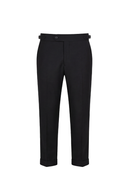 Calça cintura alta com ajustadores laterais e barra italiana, em lã tropical - Preta SKA