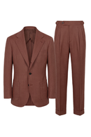 UGLENTLE  - Costume single breasted, half canvas, lapela notched, em lã com linho, - Coral espinha de peixe