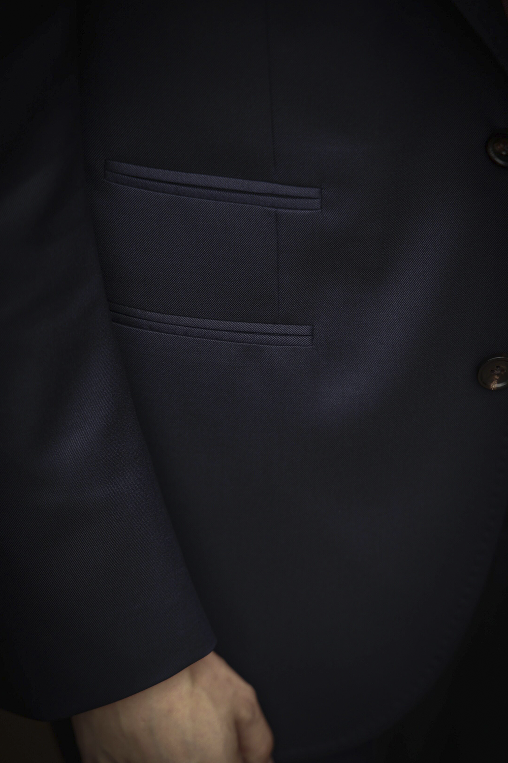 Lanifício Reda 1865 - Costume single breasted, half canvas, lapela peak, 100% lã, - Azul marinho UGENTLE